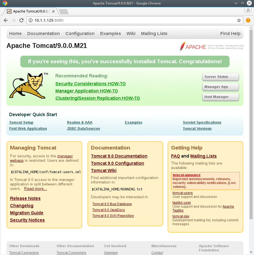 tomcat 9 on debian 9 stretch linux installation